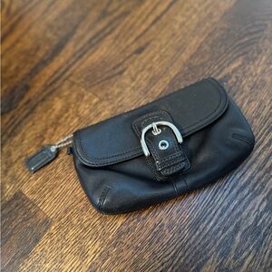 Coach Black Leather Clutch with Buckle
